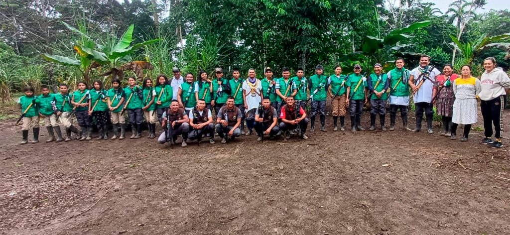 La Guardia Indígena de Buenavista fortalece la cohesión comunitaria desde una visión espiritual, política y pedagógica que involucra a hombres, mujeres y niños. Foto: Cortesía Pueblo Indígena Siona