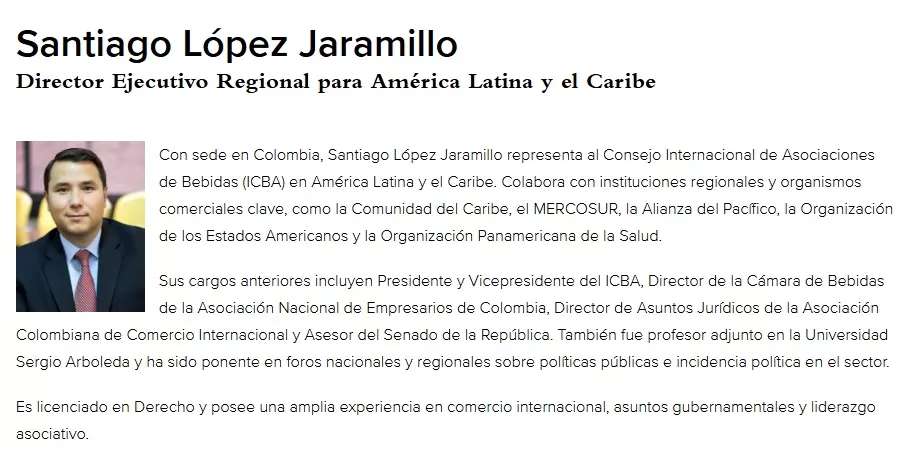 Perfil de Santiago López Jaramillo en la página de Icba.