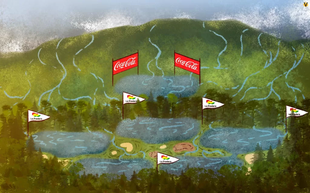 El condominio en La Calera donde viven Vicky Dávila y otros políticos capta cinco veces más agua que Coca Cola. Gran parte de la concesión tiene un uso recreacional: por ejemplo, para llenar un lago donde practican esquí acuático.
