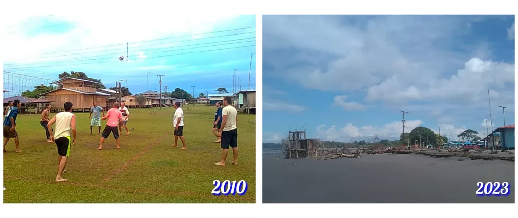En poco más de una década, el paisaje de grama y el discreto vecindario mutaron en restos desvencijados sobre barrancos de arena. Fotografías: Cortesía Parques Nacionales Naturales.