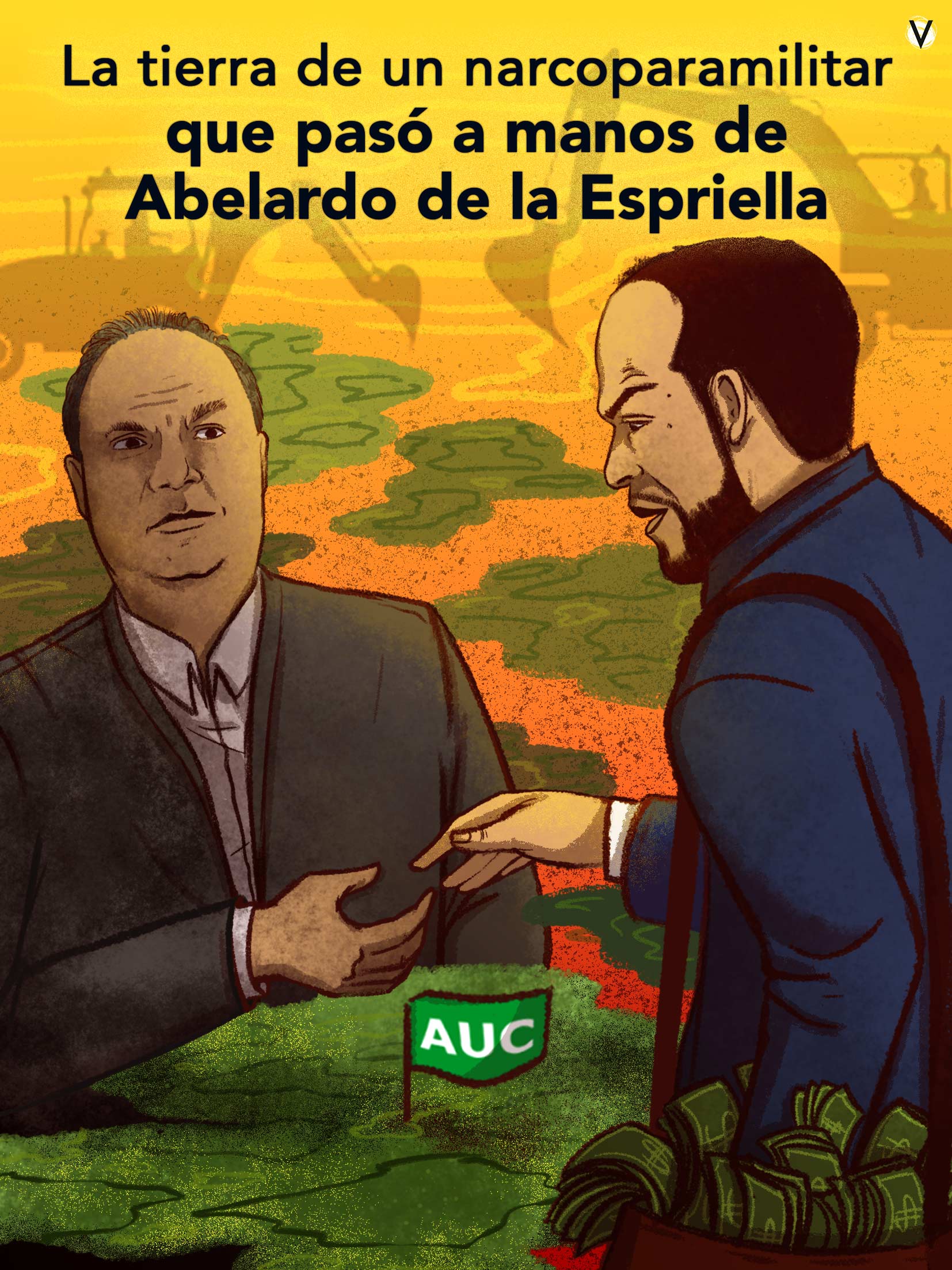 De la Espriella adquirió un predio sobre un título minero que perteneció al ‘Comandante Barbie’ y su familia. La propiedad colinda con fincas del mismo narco condenado, vinculadas a procesos de extinción, despojo y uso como base paramilitar.