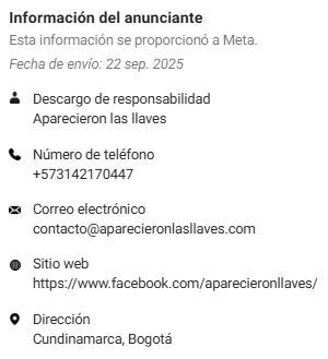 Esta es la información de la cuenta llamada "Aparecieron las llaves".