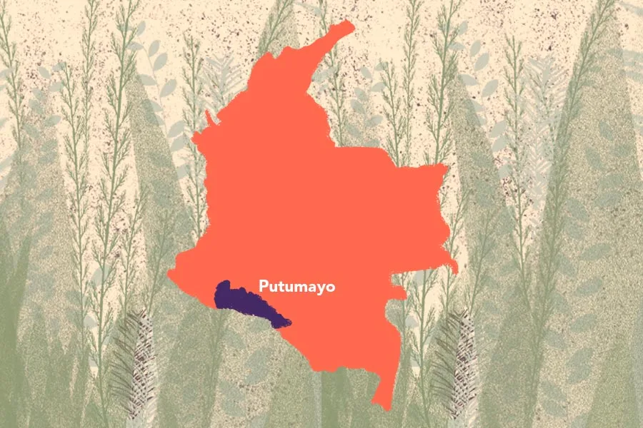 Mapa Colombia, Putumayo. Reclutamiento infantil